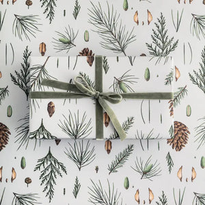 White Pine - Grey - Christmas Gift Wrap