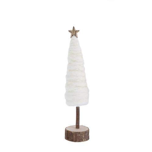 Wool Christmas Tree w/ Wood Base & Star, Cream