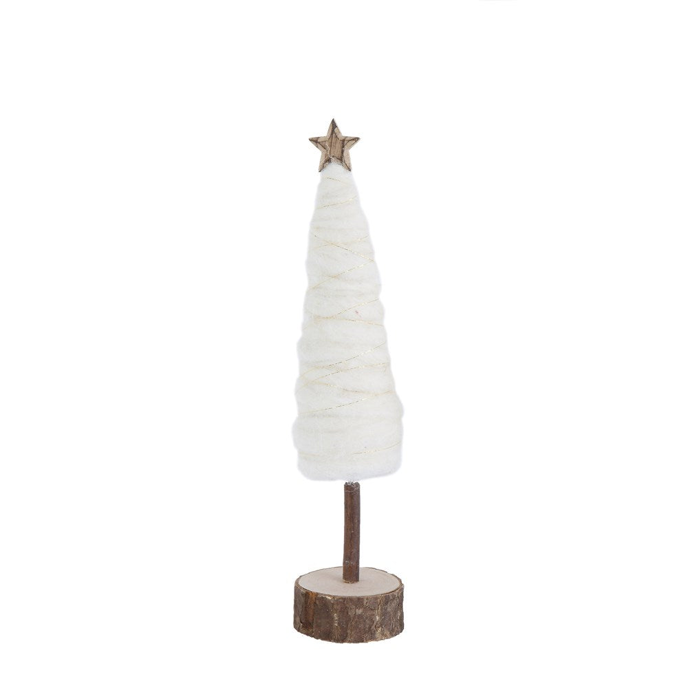 Wool Christmas Tree w/ Wood Base & Star, Cream