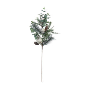 Faux Pine Branch w/ Eucalyptus, Pinecones & Birch Balls