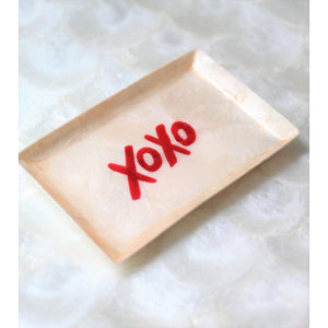 6" Capiz Rectangular Tray - XOXO (Red/White)